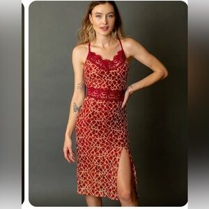 JOYFOLIE Desyree Floral Lace Crochet Scarlet Dress